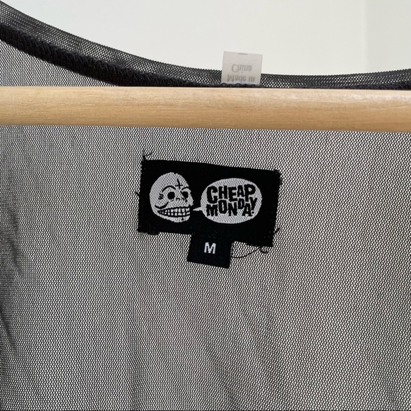 Cheap Monday Grey Sheer Hanna Tank with Fringe Panel Size M - Picture 4 of 6